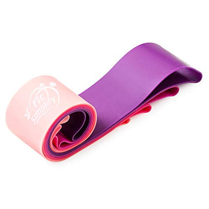 Fit Simplify Resistance Loop Exercise Bands with Instruction Guide and Carry Bag, Set of 5 - color: Berry