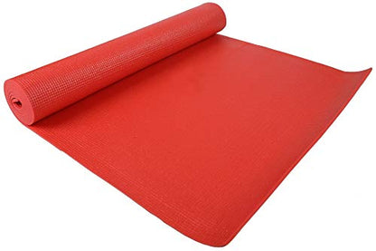 Fitvids All Purpose 1/4-Inch High Density Anti-Tear Exercise Yoga Mat with Carrying Strap, Multiple Colors - color: Red