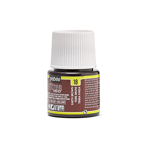 Pebeo Vitrea 160, Glossy Glass Paint, 45 ml Bottle - Earth Brown - color: Earth Brown