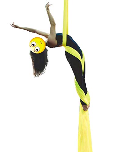 Durable Aerial Silks Starter Kit with 11-Yard Yoga Hammock & Hardware | Aerial Swing for Acrobatic Flying Yoga & All Levels, Aerial Rigging Point up to 14ft, Durable, Safe - color: Yellow