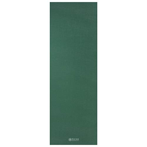 Gaiam Essentials 1/4" Thin (6mm) Yoga & Pilates, Fitness & Exercise Mat with Easy-Cinch Carrier Strap Cusion Support For Fitness and Gym Workouts - color: Green