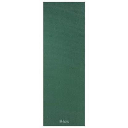 Gaiam Essentials 1/4" Thin (6mm) Yoga & Pilates, Fitness & Exercise Mat with Easy-Cinch Carrier Strap Cusion Support For Fitness and Gym Workouts - color: Green