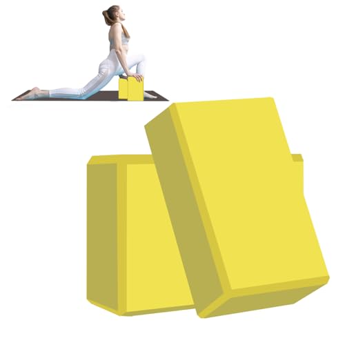 Yoga Block - Unsupported Latex Eva foam - Soft non slip surface with bevel for yoga, pilates, meditation - Yoga accessories for stability, balance and deep stretching - color: yellow-2 Pack
