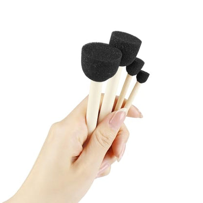 XDT Foam Paint Brushes Bulk Set - 25Pack Sponge Brushes with Wood Handles for Acrylic Painting, Wood Staining, Mod Podge, Glue & Crafts - Disposable Assorted Sizes Paintbrush - size: Foam Brush Assorted