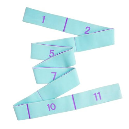 11개의 루프가 있는 신축성 있는 스트레칭 스트랩, 성인용 조절 가능한 스트레치 밴드 - 요가, 필라테스, 댄스를 위한 유연한 스트랩 - 가정 운동, 물리 치료를 위한 미끄럼 방지 원단 저항 밴드 - color: 블루.