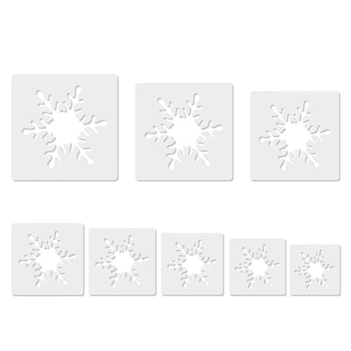 Snow Stencil, 8 PCS Different Size Snow Stencils, Snow Template Stencil, Large Snow Stencil for Spray Painting, Painting Template for Fabric Walls Arts Paper - style: snow