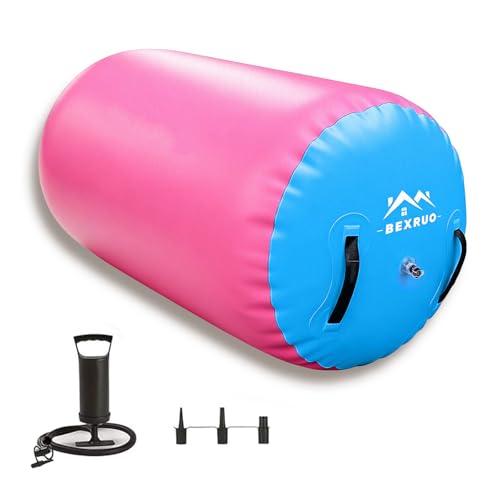 Gymnastics Air Barrel Roller, Inflatable Tumbling Roller Air Mat, Ergonomic Yoga Training Equipment, Barrel Trainer with Pump for Backhandspring, Cheerleading, Home, Gym & Yoga Practice - size: 28"H×36"W