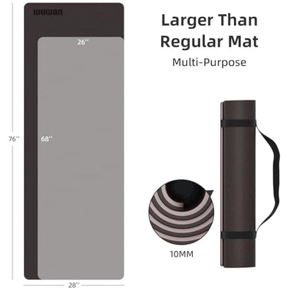 10mm0.4"TPE Yoga Mat Thick Wide Large for Home Workout Carrying Strap - color: brown