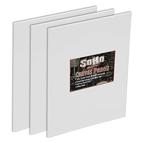 SoHo Artist Cotton Canvas All Media Panels - 5x7-3 Pack of Double Primed Cotton Acid-Free Panels Bonded Canvases for Paintings, Artwork and More - size: 5x7