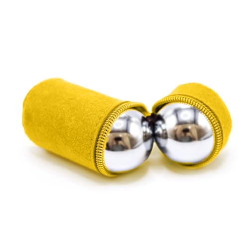 Baoding Balls with Chime 1.5 Inch - Pocket-Sized Stainless Steel Hand Exercise Balls, Stress Relief Massage Balls for Office, Travel & Commutes (with Bell Sound) (Yellow, 1.5 Inch) - size: 1.5 Inch (with bell sound)