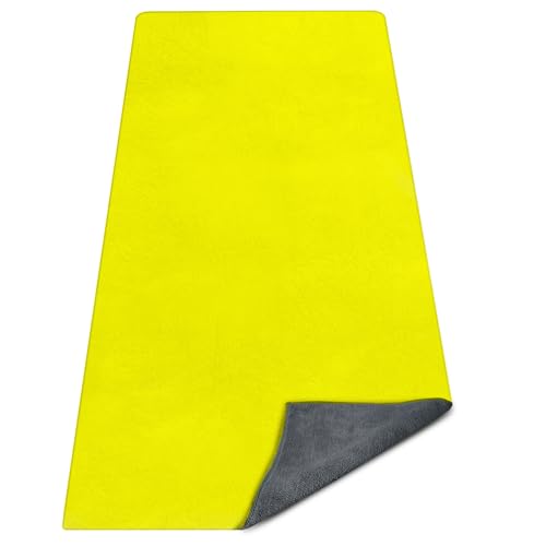 Yoga Mat Towel, Extra Thick (600GSM) Soft Hot Yoga Towel, Non-Slip and Sweat Absorbent for Hot Yoga, Bikram, Pilates, and Fitness, 72" x 27.5", Dual-Color, Grey/Yellow - color: Yellow