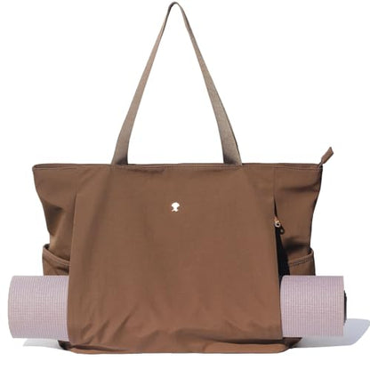 ESVAN Yoga Mat Bag Yoga Tote Carrier Shoulder Bag Carryall Tote for Office,Yoga,Pilates,Travel,Beach and Gym - color: Aa Coffee