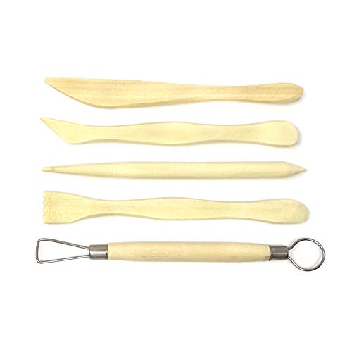 "Honbay 5-Piece Wooden Mini Modeling Tools Clay Sculpture Tools for Cutting, Carving and Smoothing"