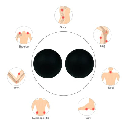 SIMPLECOOL Hard Massage Ball Lacrosse Ball Size Fascia Balls, 2 Pack, Black | For Trigger Point Deep Tissue Myofascial Release Muscle Relax Plantar Fasciitis Relief Physiotherapy Yoga Pilates - color: Black