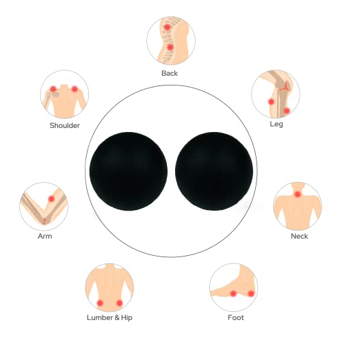 SIMPLECOOL Hard Massage Ball Lacrosse Ball Size Fascia Balls, 2 Pack, Black | For Trigger Point Deep Tissue Myofascial Release Muscle Relax Plantar Fasciitis Relief Physiotherapy Yoga Pilates - color: Black