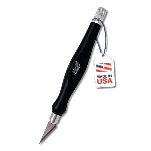 Excel Blades Fit Grip Craft Knife With #11 Ultra-Sharp Carbon Steel Angled Blade – Precision Craft Knife With Contoured Rubberized Grip For DIY, Art, Hobby, And Model Projects – Black, Made In The USA - color: Black