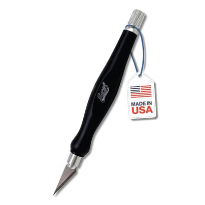 Excel Blades Fit Grip Craft Knife With #11 Ultra-Sharp Carbon Steel Angled Blade – Precision Craft Knife With Contoured Rubberized Grip For DIY, Art, Hobby, And Model Projects – Black, Made In The USA - color: Black
