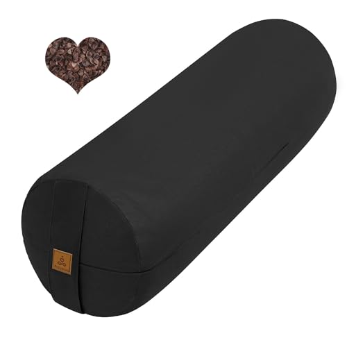 Organic Buckwheat Bolster(24X9 in) Yoga Bolster Supportive Yoga Cushion for Restorative Yoga Accessories Meditation Pillow Reading Pillow Floor Pillow Large Round Cylinder - color: Black