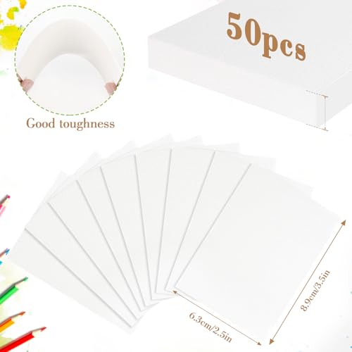 50PCS 2.5x3.5 Watercolor Paper Bulk, 140lb/300g Cold Press Thick Water Color Paper Pad for Child Adult, White Art Paper for Drawing Painting Markers Gouache, Textured Cotton Paper Sheets - color: White-50pcs, size: 2.5x3.5