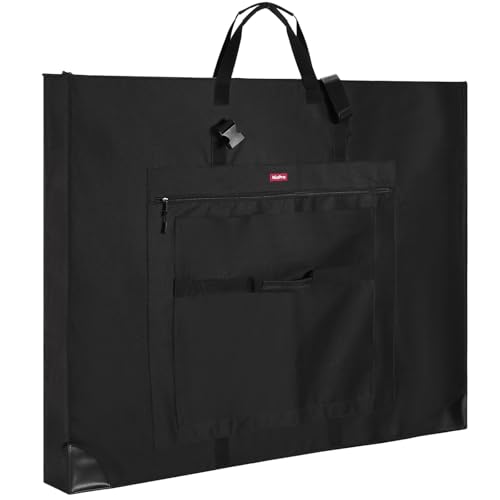 Nicpro Wide Gusset Art Portfolio Case 32 x 42”, Large Tote Bag for Artwork | Adjustable Shoulder Strap, 600D Fabric, Durable Leather Corners, Waterproof, Portfolio for Artist Canvas Sketching Drawing - size: 32 x 42 inches