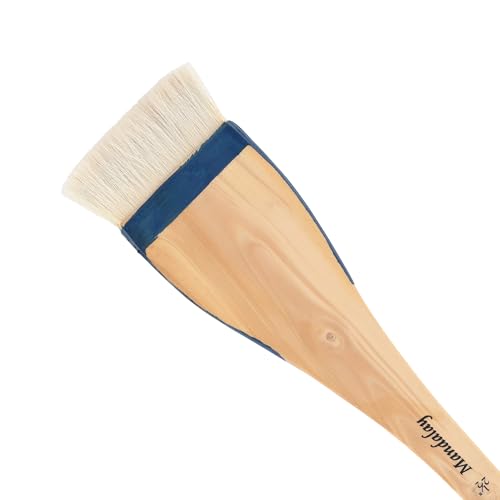 Creative Mark Mandalay Professional Goat Hair Hake Brush - 2-1/2" Wide Paint Brush with Paddle Handle for Professional Artists - Soft Natural Bristles Ideal for Sumi-e and Color Washes - size: 2.5"