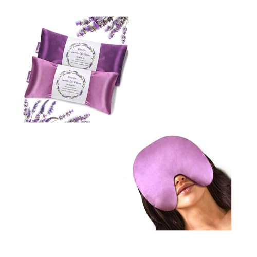 RelaxCoo Lavender Eye Pillow for Relaxation, Yoga, Sleeping, Weighted Eye Mask Heated for Headache, Sinus, Dry Eyes Relief, Moist Heat Eye Compress, Meditation Accessories with Aromatherapy