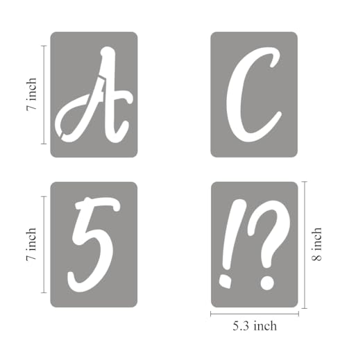 7 Inch Letter Stencils for Painting - 42 Pack Alphabet Letter Number Templates with Signs, Reusable Plastic Alphabet Number Stencils for Chalkboard Fabric Rock Wood Crafts Painting - size: 7 Inch