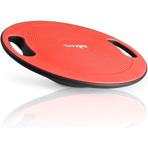 Yes4All Wobble Balance Board, Plastic Stability Trainer with Handles for Standing Desk, Core Training & Home Gym Workout - color: D. Red