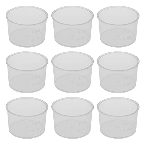 MEETOOT 50pcs Disposable Measuring Cup 10ml Laboratory Test Cups with Scales, Clear Liquid Measuring Cups
