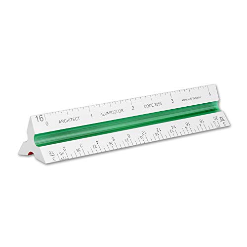 Alumicolor Aluminum Architect Color-Coded Solid Drafting Scale, 4IN, Silver - size: 4IN, style: Architect