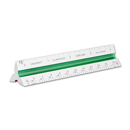 Alumicolor Aluminum Architect Color-Coded Solid Drafting Scale, 4IN, Silver - size: 4IN, style: Architect