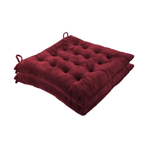 Square Pillows Seating, Thick Meditation Floor Pillow,Flexible Large Pillows Seating,2PCS Color Chair Pads Cushions,Square Floor Pillows for Game Yoga Wine red, 40 * 40cm/15.74 * 15.74" - color: Wine Red, size: 40*40cm/15.74*15.74"