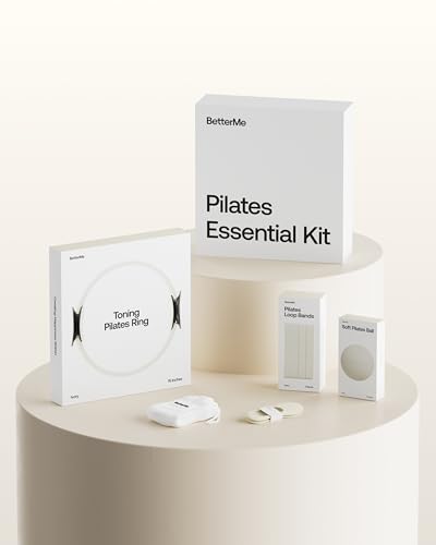 BetterMe Pilates Essential Kit with Yoga Mat and Sculpt Dumbbells - Pilates Ring, Resistance Bands, Pilates Ball, Grip Socks, Exercise Mat with Strap and 2.2 lb Hand Weights