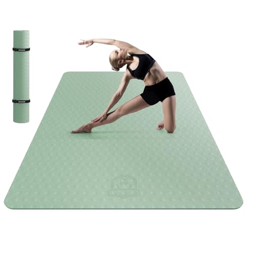 HAPBEAR Extra Large Yoga Mat - 72"x48"x6mm (1/4 inch), Non-Slip, Durable, Thick Wide Exercise Mat for Home Workouts, Yoga, Pilates, Stretching and Cardio Workouts - color: 72"x48"- Green, size: 8MM