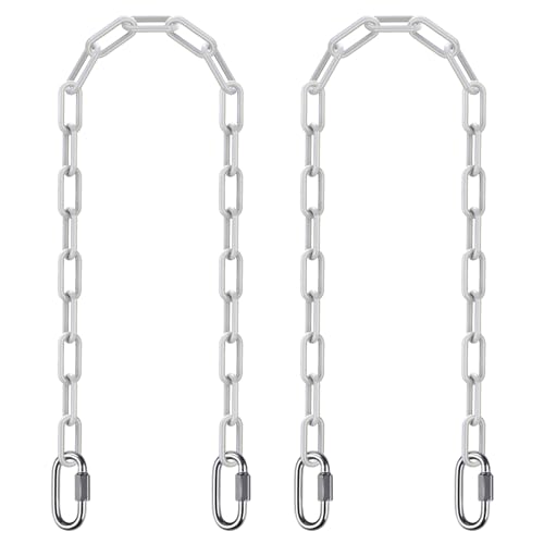 SELEWARE 2Pcs 60" Hanging Swing Chain White Plastic Coated Hanging Chains | 1000LB Capacity Porch Swing Chain with 4 Carabiners, Hammock Hardware Kit for Hanging Chair, Punching Bag, Indoor Outdoor Gym - color: White, size: 60" (2 Pcs)