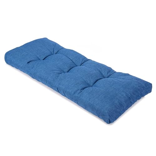 Non-Slip Tufted Bench Cushion - Thick & Durable Foam Seat Pad for Indoor Outdoor Furniture, Piano Bench, Porch Swing, Chair Cushion (Blue, 36x14 Inch (Pack of 1)) - color: Blue, size: 36x14 Inch (Pack of 1)