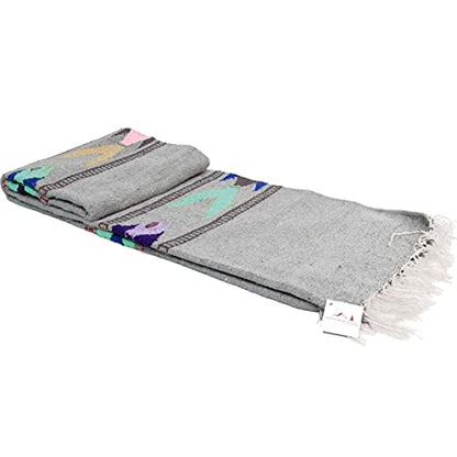 Open Road Goods Thick Mexican Yoga Blanket - Serape Fish Design - Handmade (Grey) - color: Grey