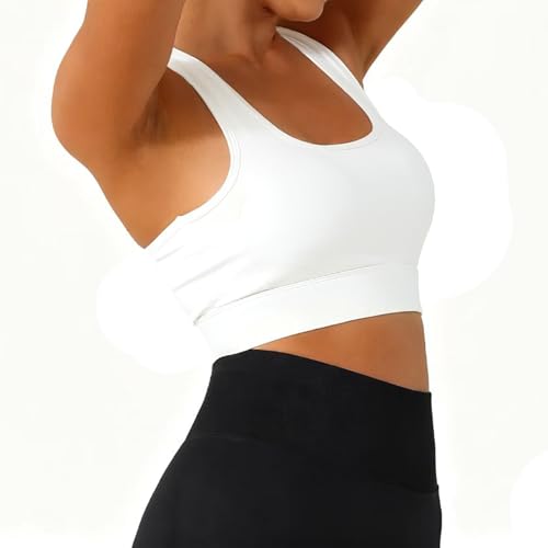 Sports Bras for Women, Medium Support Bras for Large Bust, Adjustable Straps Yoga Workout Bra with Pads - color: White, size: Small