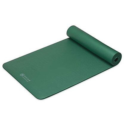 Gaiam Thick Yoga Mat, Exercise & Fitness Mat with Easy-Cinch Carrying Strap - color: Green, size: 2/5" (10MM)