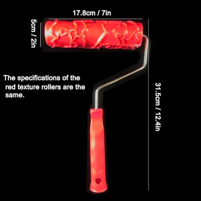 7" Texturing Roller, Patterned Textured Paint Roller, Drywall Texture Tool | Art Texture Roller, Embossed Rubber Paint Roller Supplies, Knockdown Texture Tool for DIY Household Wall Painting (BK123R) - style: BK123R