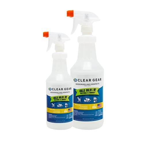 Clear Gear Gym Disinfectant, Yoga Mat Cleaner 16 Oz and 32 Oz Spray Bottles | Equipment, Protective Gear and Facilities, Hospital Grade Disinfectant, Mixed Pack Gym Cleaning Supplies - style: Mixed Pack