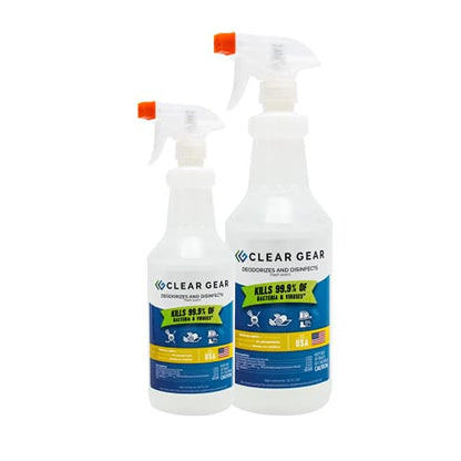 Clear Gear Gym Disinfectant, Yoga Mat Cleaner 16 Oz and 32 Oz Spray Bottles | Equipment, Protective Gear and Facilities, Hospital Grade Disinfectant, Mixed Pack Gym Cleaning Supplies - style: Mixed Pack