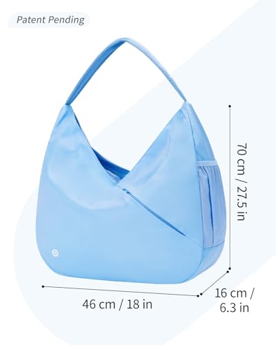 Ceneda Large Gym Bag for Women with Hidden Yoga Mat Holder & Shoe Compartment & Wet Pocket, Sports Duffle Bag for Travel - color: Light Blue