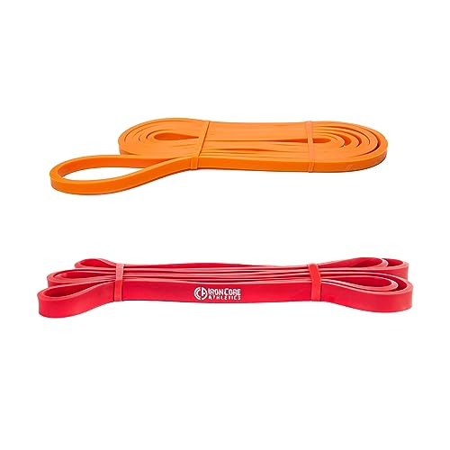 Pull Up Assistance Bands - Commercial Gym Quality 41" Loop Exercise Pull-Up Bands - 4 Different Resistance Levels to Choose from - color: 2 Pack Orange/Red - 5-35 lb