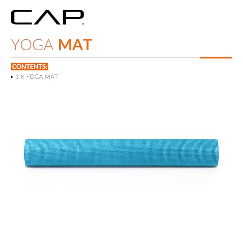 CAP Non-Slip Yoga Mat for Home Workout & Pilates, Lightweight Exercise Fitness Mat with Textured Grip Surface, Portable Roll-Up Yoga Mat for Women & Men