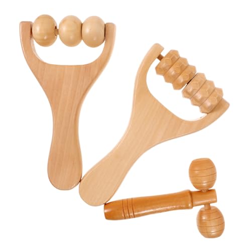 Ciieeo Wooden Massage Roller Tool 3-Piece Set Deep Tissue Massager for Legs Feet Arms Neck and Back - Portable Handheld DIY Wellness Tool for Women