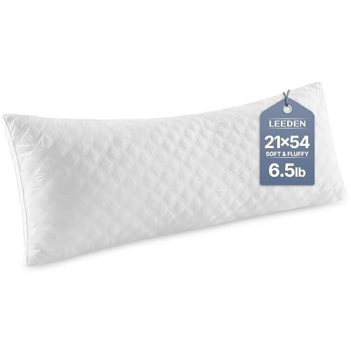 Leeden Adjustable Body Pillow 21 x 54 for Side Sleepers White | Soft polyester padding delivers full-body support for side sleepers, maternity rest, reading and daily relaxation. - color: White-side