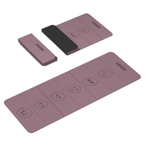 TPE Yoga Mat Foldable 8mm Thick Light Non-Slip for Home/Gym/Travel | 70"X24" Folding Workout Mats,1.1 lbs Lightweight Portable Exercise For Pilates,Studio,Outdoor Working Out Men Women Durable - color: Deep pink&black