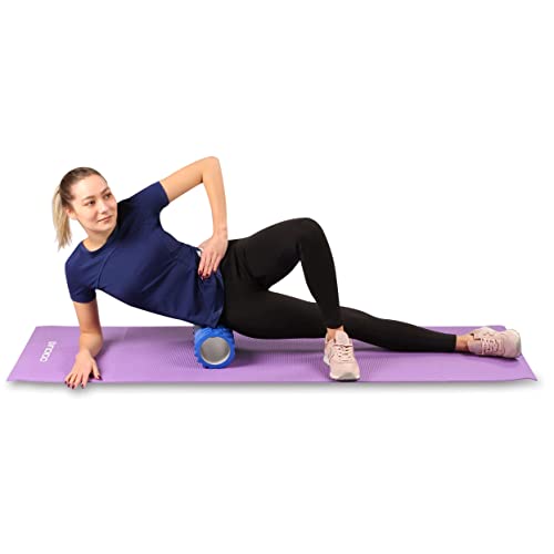 DRUNA Foam Roller for Muscle Massage, Pilates & Yoga 13"x5.5" Medium Firm PVC Foam Roller for Deep Tissue Massage, Recovery & Flexibility (Blue)