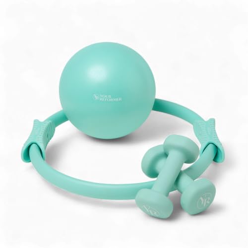 Pilates Prop Kit, Ring, Ball & 2.2 lb Dumbbell Set - color: Seafoam Green